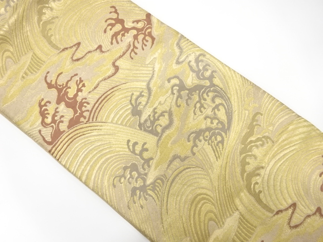 JAPANESE KIMONO / ANTIQUE FUKURO OBI / SILK / WOVEN MIST